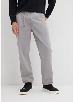 Kalhoty bez zapínání, Relaxed Fit, z čistého bavlněného kepru, Tapered, bonprix
