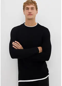 Strukturovaný svetr se vzhledem 2 v 1, z bavlněné směsi, bonprix