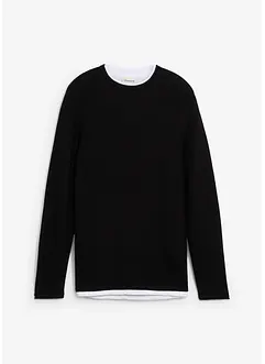 Strukturovaný svetr se vzhledem 2 v 1, z bavlněné směsi, bonprix