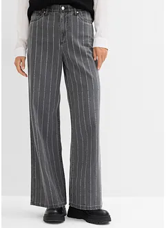 Džíny Wide Leg, High Waist, s poničenými efekty, bonprix