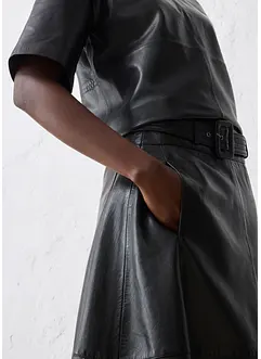 Sukně z jehněčí kůže nappa s páskem (2dílná souprava), bonprix