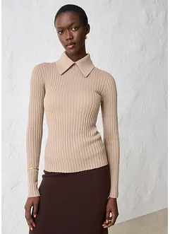 Žebrovaný svetr z merino vlny, bonprix