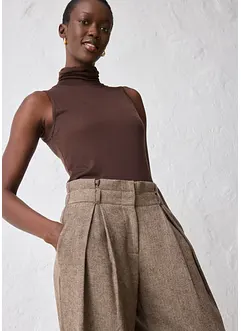 Široké kalhoty se sklady v pase, s vlnou, bonprix