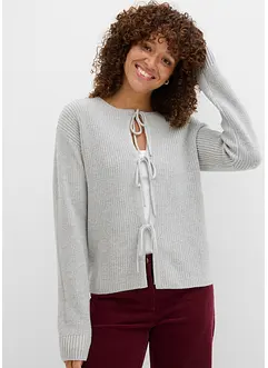 Pletený kabátek s ozdobnými mašlemi, bonprix