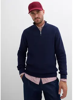 Svetr s límečkem na zip, z čisté bavlny, bonprix