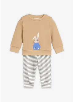 Triko s dlouhým rukávem a tepláky z čisté organické bavlny (2dílná souprava), bonprix