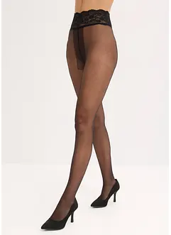 Transparentní punčochové kalhoty s krajkou v pase, 15 DEN, bonprix