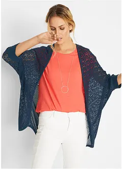 Dlouhý pletený kabátek s dírkovaným vzorem, bonprix