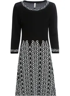 Zvonové pletené šaty s žakárovým vzorem, bonprix