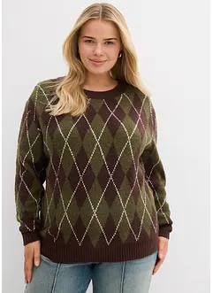 Svetr z jemné pleteniny s kostkovaným vzorem, bonprix