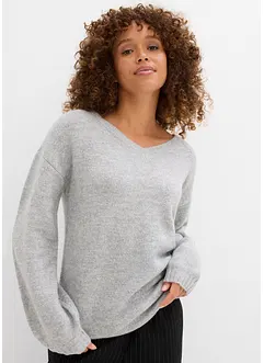 Měkký svetr z jemné pleteniny, s balonovými rukávy, bonprix