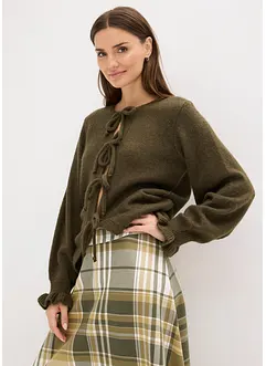 Oversize pletený kabátek z měkké vlněné směsi, bonprix