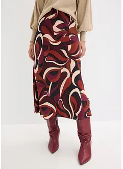 Midi sukně se splývavého saténu, bonprix