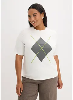 Triko s polodlouhým rukávem, flitry a potiskem, bonprix