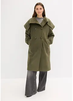 Kabát s vlněným vzhledem a se širokým límcem, bonprix