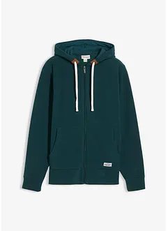 Flísová propínací mikina s kapucí a nakládanými kapsami, bonprix