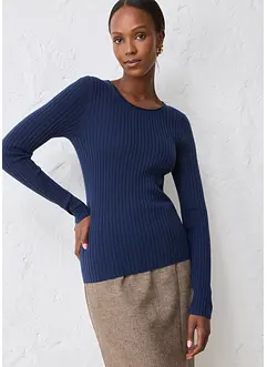 Žebrovaný svetr z merino vlny, bonprix