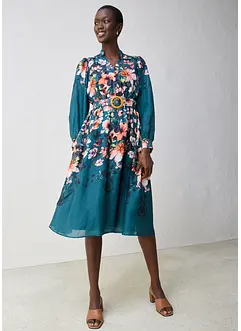 Midi šaty z ramie (2dílná souprava s páskem), bonprix