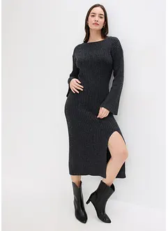 Pletené šaty s rozparkem, bonprix