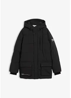Prošívaná parka se sportovními detaily a kapucí, bonprix