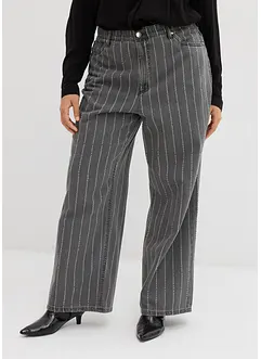 Džíny Wide Leg, High Waist, s poničenými efekty, bonprix