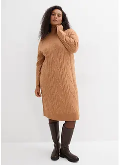 Pletené šaty s copánkovým vzorem, bonprix