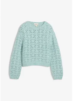 Svetr z hrubé pleteniny s dírkovanou výšivkou, bonprix