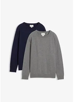 Svetr z jemné pleteniny z čisté bavlny (2 ks v balení), bonprix