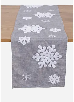 Běhoun na stůl s flaušovými sněhovými vločkami, bonprix