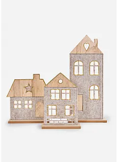 LED dekorativní předměty: domečky (3dílná souprava, bonprix