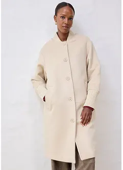 Vlněný kabát s pletenou aplikací, bonprix