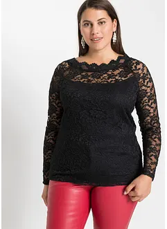 Krajkové tričko s dlouhým rukávem, bonprix