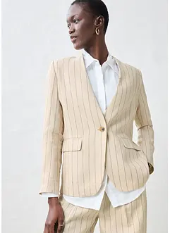 Blejzrový kabátek bez límce, z čistého lnu, bonprix