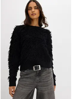 Svetr ze silnější pleteniny, s třásněmi, bonprix