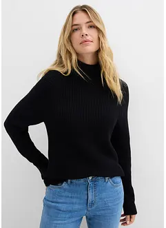 Svetr z žebrované pleteniny z čisté organické bavlny, bonprix