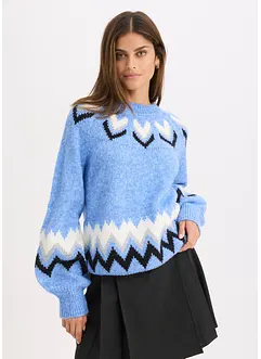 Svetr s norským vzorem se třpytivými proužky, bonprix