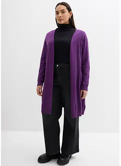 Dlouhý pletený kabátek se srolovanými okraji, bonprix