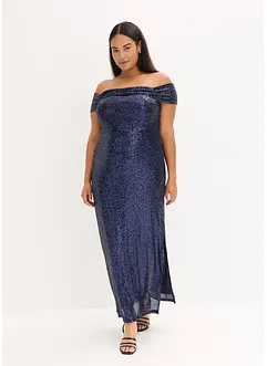 Pajetkové šaty s výstřihem Carmen, bonprix