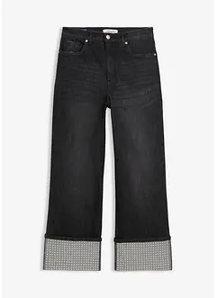 Džíny Straight, High Waist, s ohrnutou záložkou, bonprix