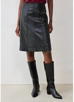 Rozšířená kožená sukně z jehněčí kůže nappa, bonprix