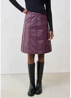 Rozšířená kožená sukně z jehněčí kůže nappa, bonprix
