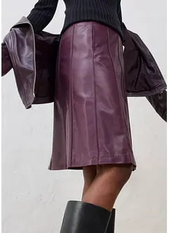Rozšířená kožená sukně z jehněčí kůže nappa, bonprix
