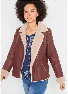Bunda z umělé kůže, s podšívkou, bonprix