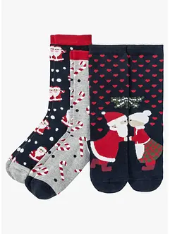 Vánoční ponožky (3 páry) s organickou bavlnou, bonprix