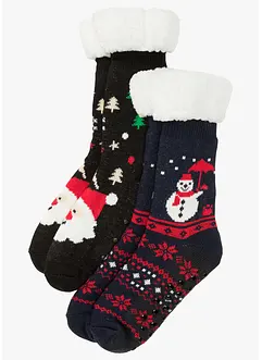 Ponožky na doma s medvídkovým flísem (2 ks v balení), bonprix
