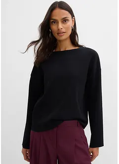 Tričko s dlouhým rukávem ze žebrovaného materiálu, bonprix