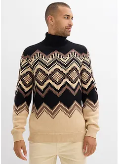 Svetr s rolákovým límcem a ikatovým vzorem, bonprix