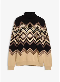 Svetr s rolákovým límcem a ikatovým vzorem, bonprix
