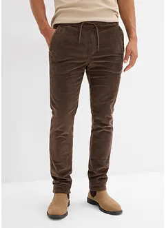 Manšestrové termo kalhoty bez zapínání, Regular Fit, Straight, s flanelovou podšívkou, bonprix