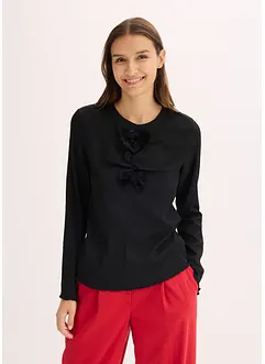 Tričko s dlouhým rukávem ze strukturovaného krepu, bonprix